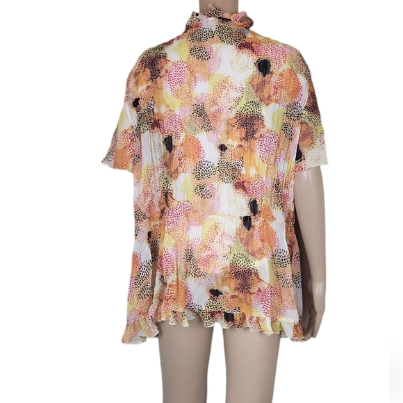 CATO Multicolor Abstract Short Sleeve Sheer Open Cardigan - Picture 3 of 5